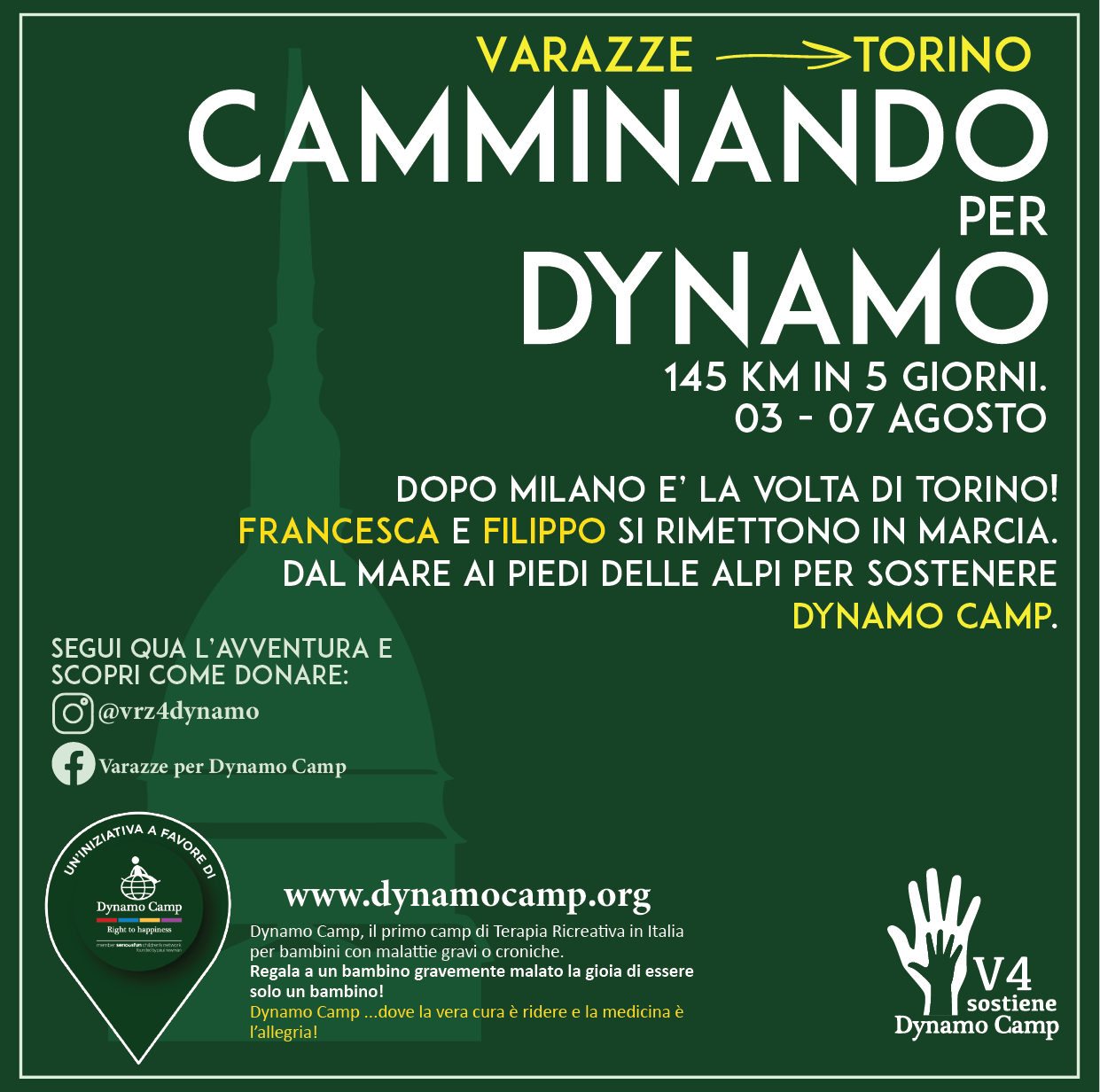 Cover Francesca e Filippo da Varazze - Torino a piedi per Dynamo Camp